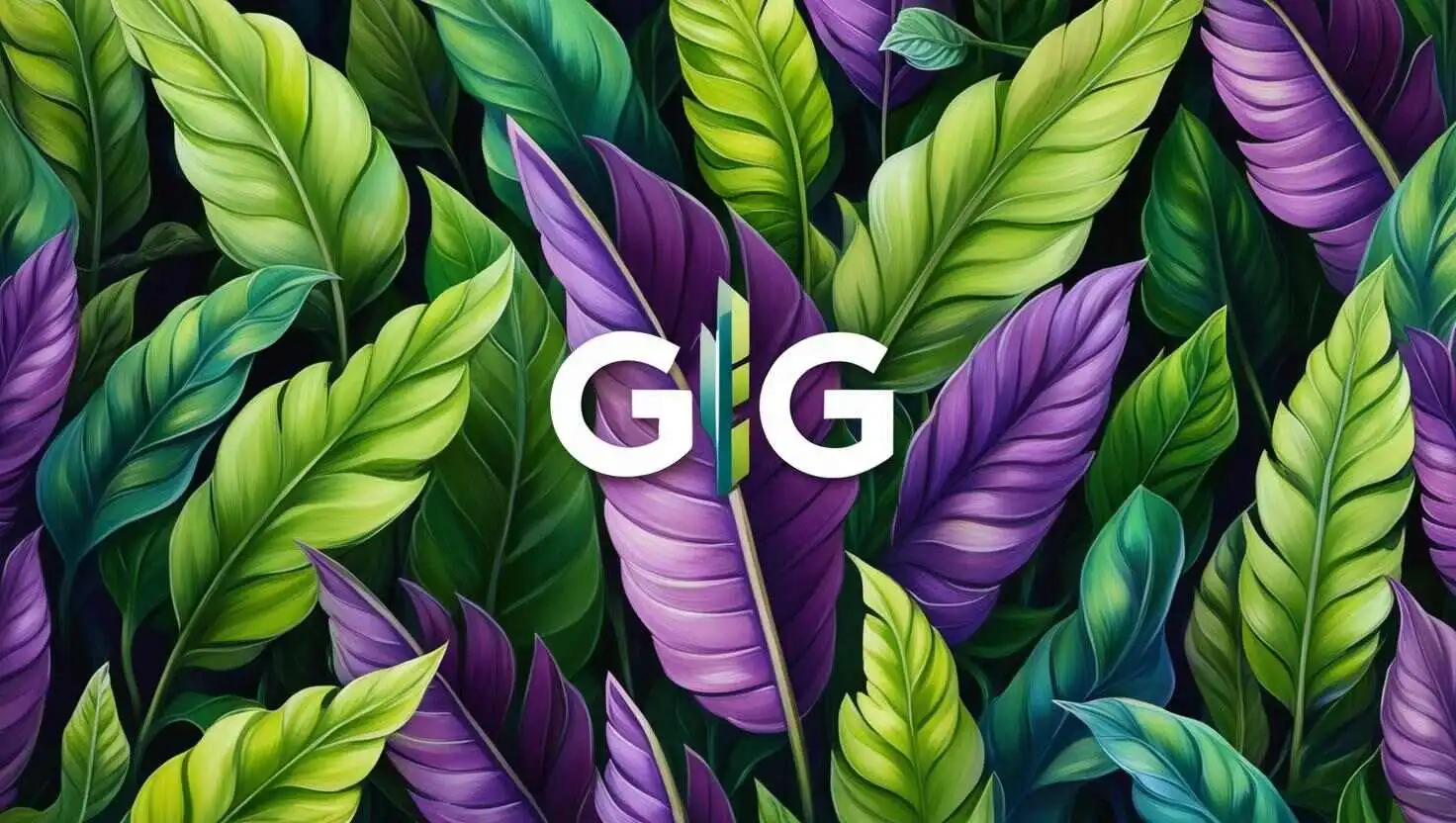 greener ganja cannabis logo, the letters G, and G in the middle of the image surrounded by marijuana leaves